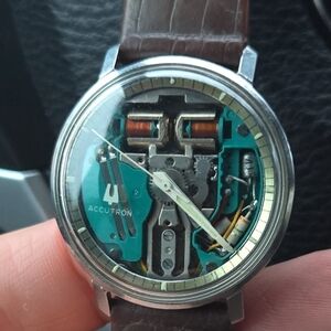Bulova Accutron Silver and Brown Watch